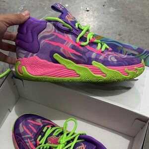 Puma Kids Sneakers in Purple with Neon Green and Pink